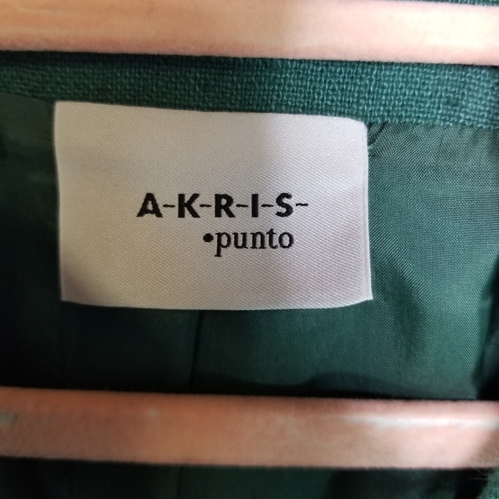 Akris Punto teal green linen cropped jacket - Picture 8 of 12